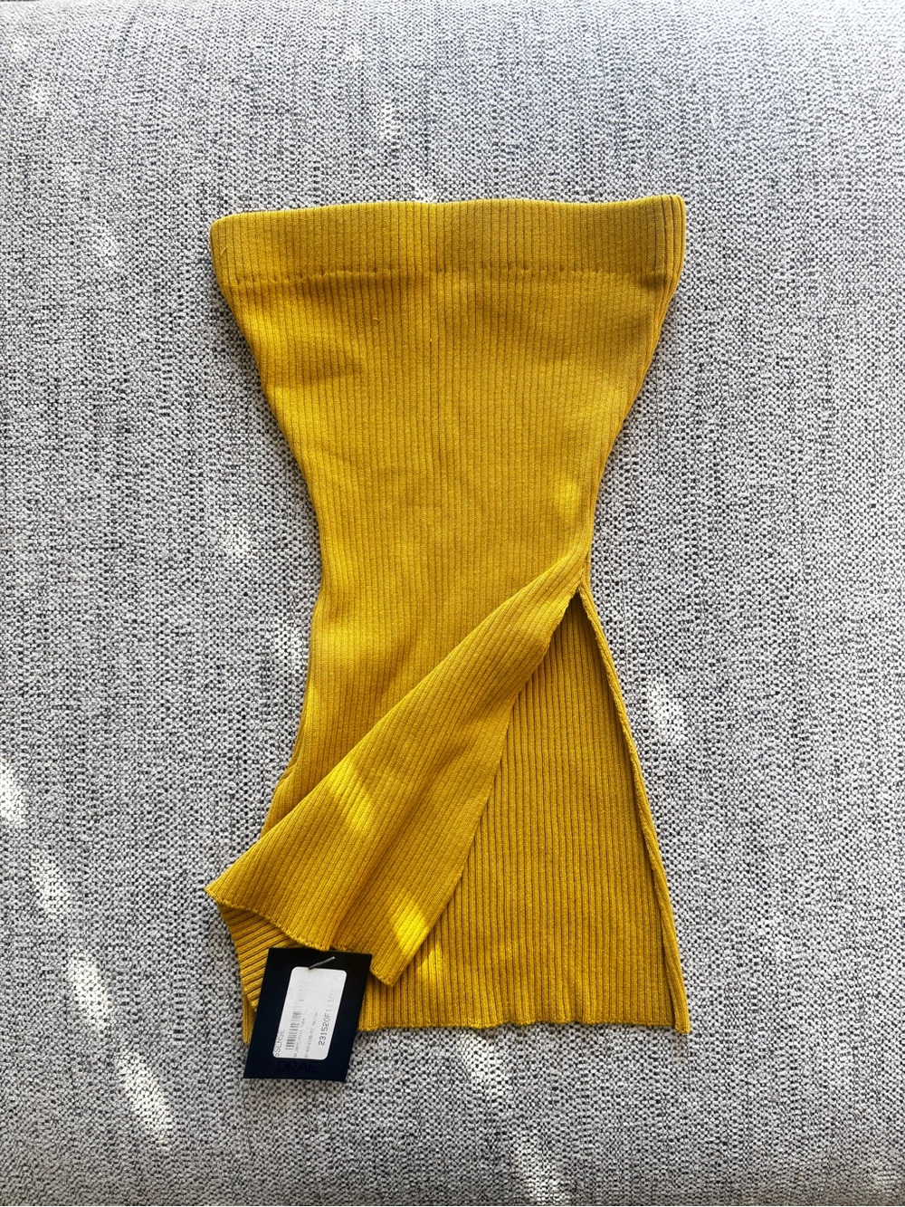 Mustard Yellow Ribbed Knit Tube Top